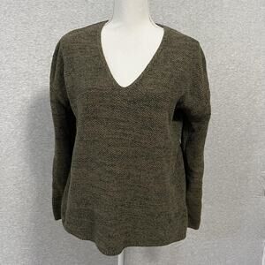 H&M Conscious Sweater Womens Small Green V Neck Knit Pullover Long Sleeve Casual